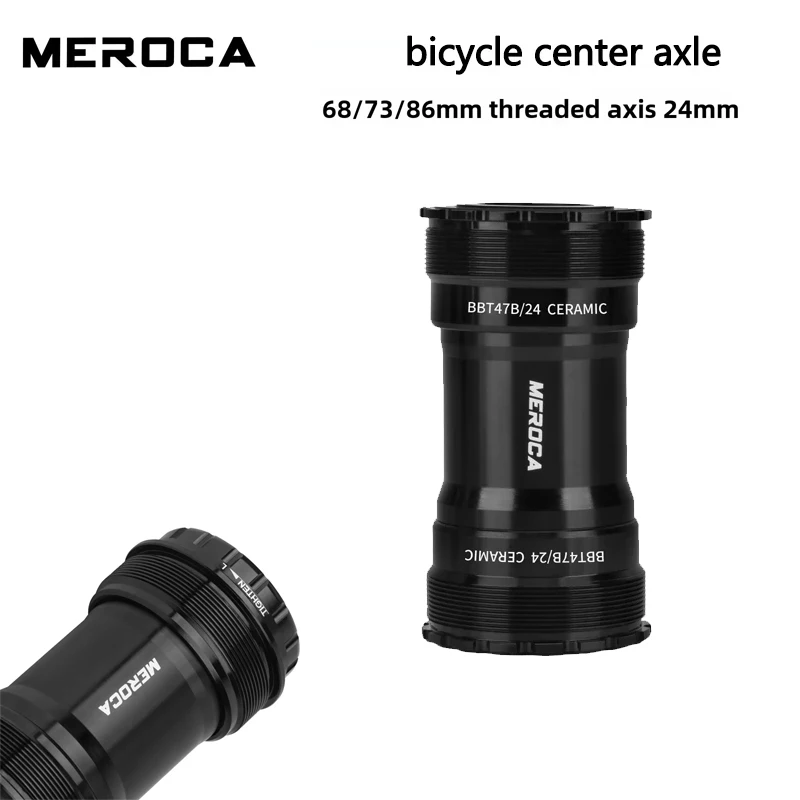 

MEROCA T47 Bicycle Crankshaft 24mm Hollow Shaft 68/73/86mm Road and Mountain Bike Sealed Bearing BB with CNC Alloy Shell