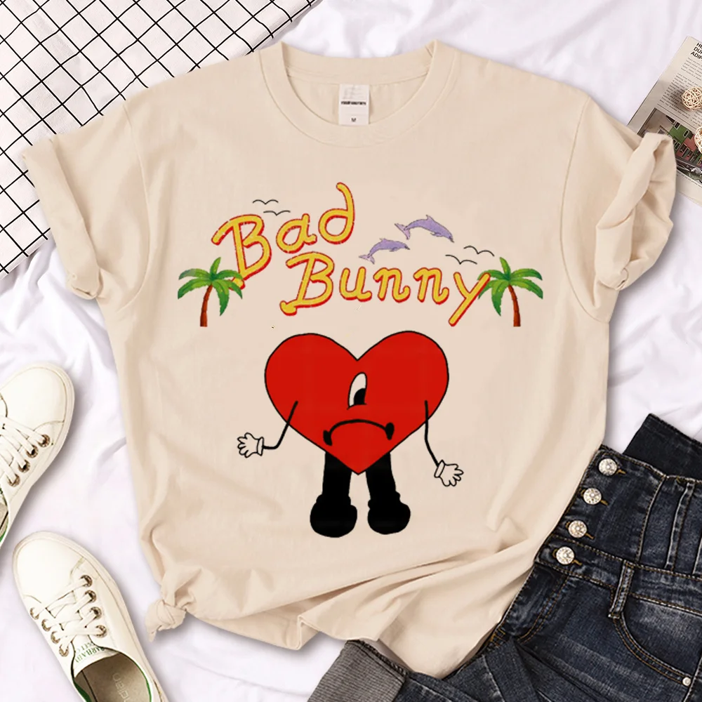 Bad Bunny Tee women Japanese top girl designer harajuku Japanese clothing