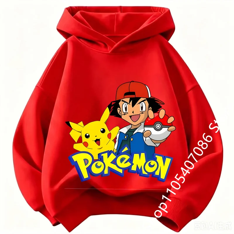 Pikachu Kids Hoodie Soft and Comfortable Suitable for Boys and Girls Warm in Autumn and Winter Kids Hoodie Sweatshirt