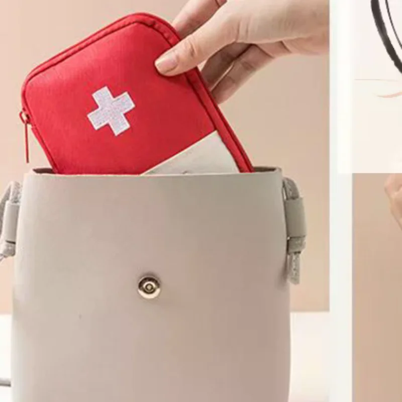 1PC Mini Portable Medicine Bag Travel First Aid Kit Medicine Bag Storage Bag Survival Kit Medicine Box Outdoor Emergency Camping