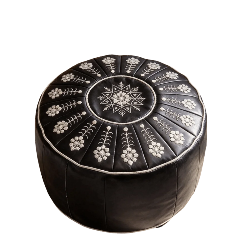 Round Seat Cushion Cover Waterproof Large Capacity Sofa Stool Cover Embroidery Unstuffed Pumpkin Pouf Cover Meditation Use