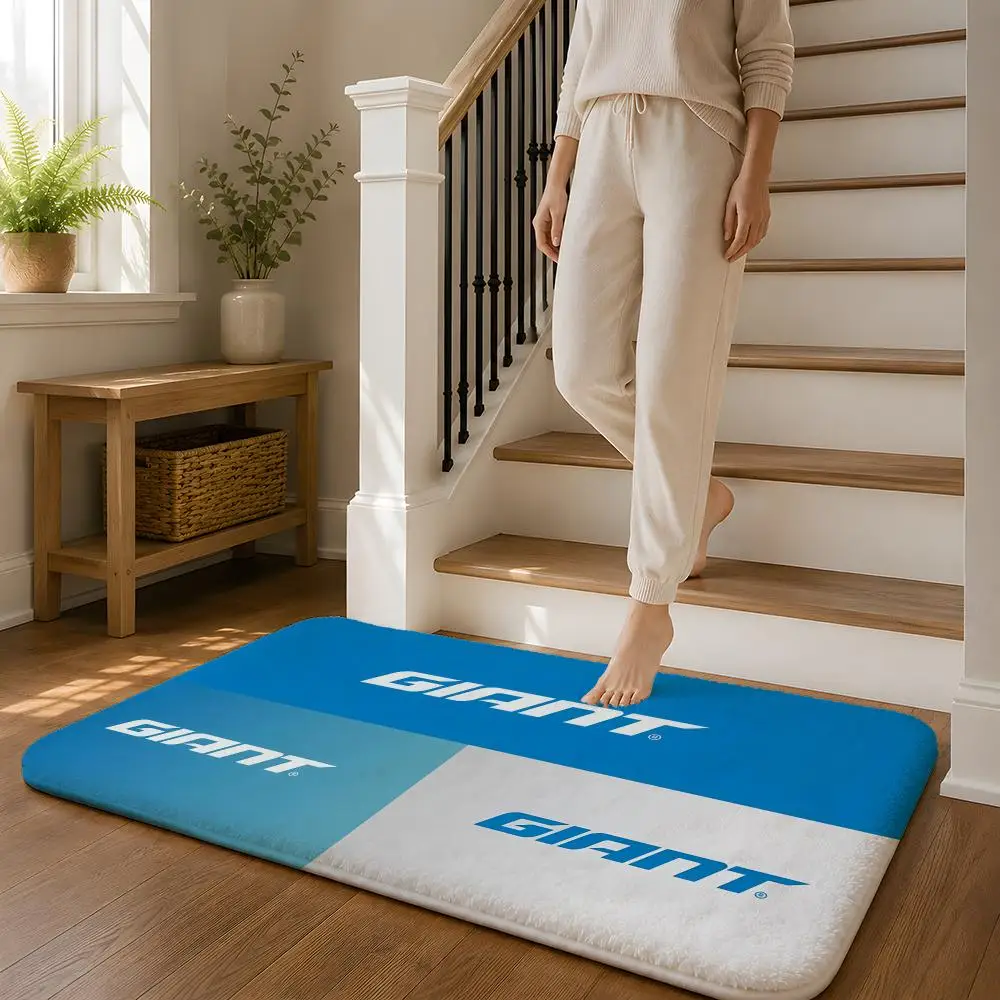 G-Giant Bicycle Floor Mat Flannel Rug Non Slip Absorbent Soft Washable For Entryway Hallway Bathroom Kitchen Decor