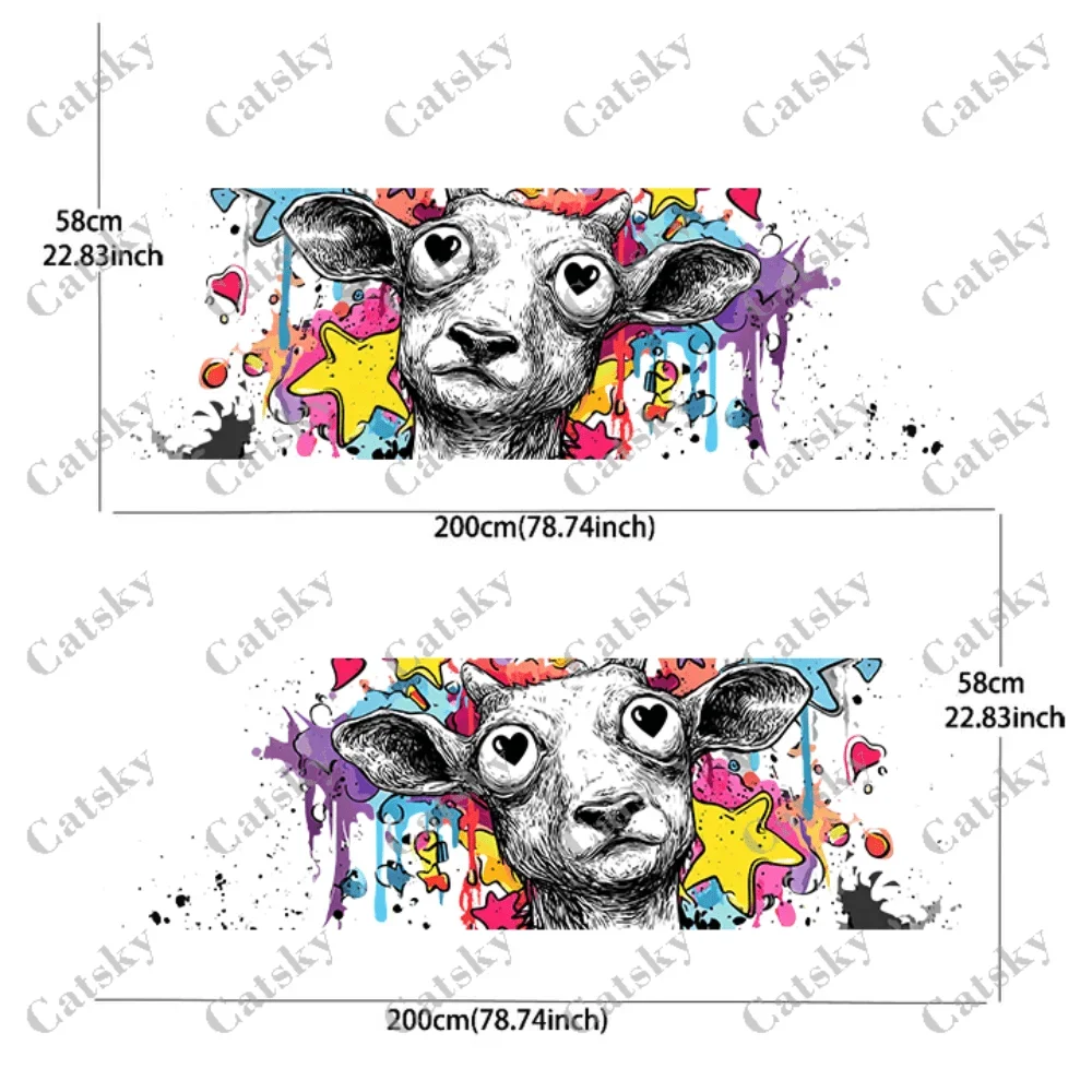 Colored splatter graffiti sheep Car Side Car Wraps, Self-Adhesive PVC Waterproof & Scratch-Resistant Sticker, Car Accessory Gift