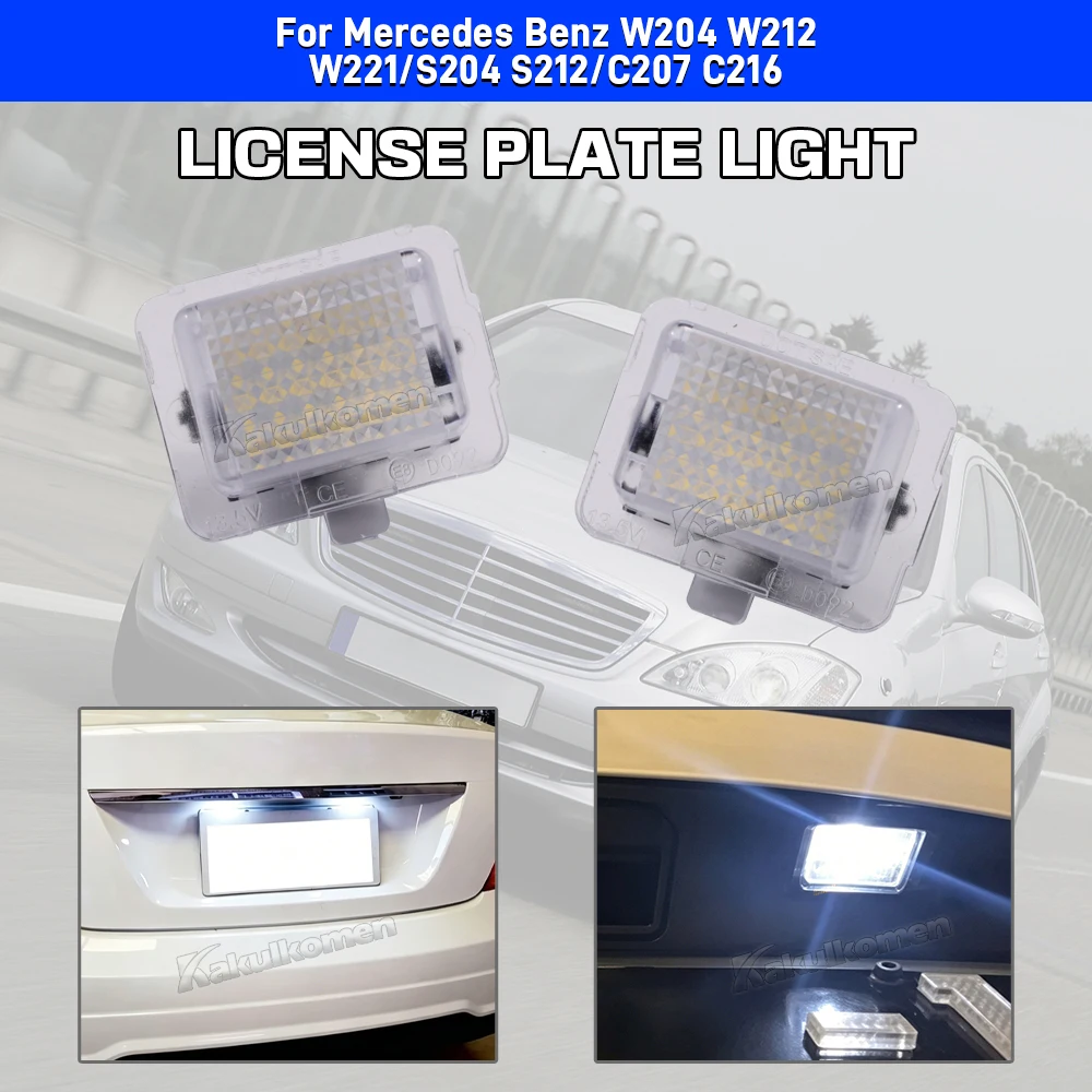 2 Stück Fehlerfreie LED-Kennzeichenbeleuchtung für Mercedes Benz W204 W212 C207 C216 W221 2007-2011 T10 Kennzeichenleuchten – Detail 5