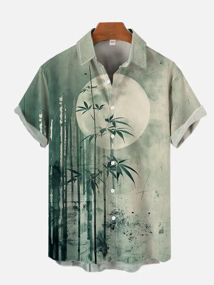 2024 Fashion Ukiyo-E Tropical Floral and Japanese Samurai Printing turndown Collar Hawaiian Short Sleeve Shirt casual shirts