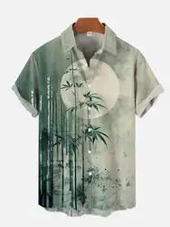 Chemise hawaïenne à manches courtes et col rabattu, imprimé floral tropical et samouraï japonais, chemises décontractées, mode Ukiyo-E, 2024