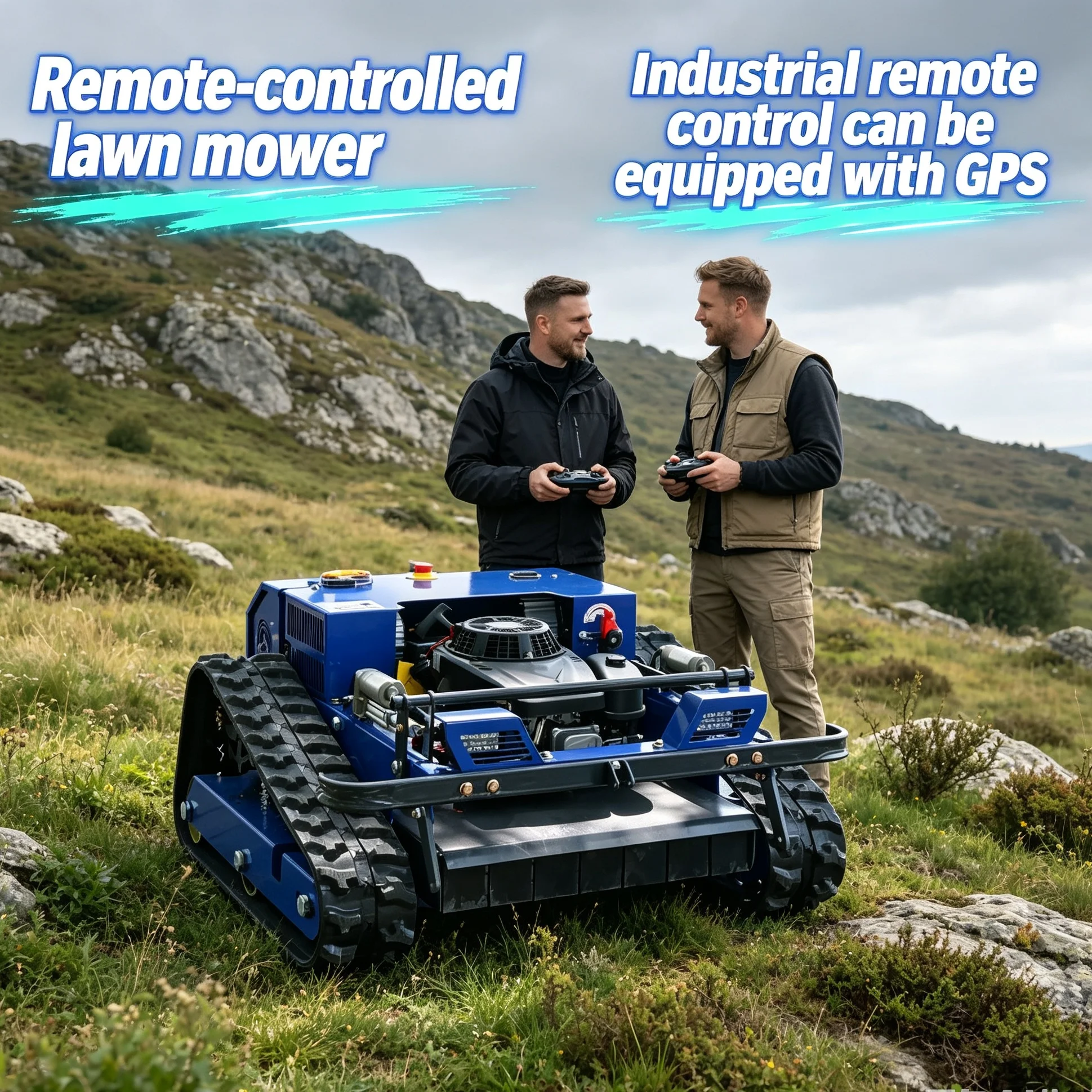 Customized Long-distance Controllable Lawn Mower has adjustable cutting height and CE certification for global cross-border