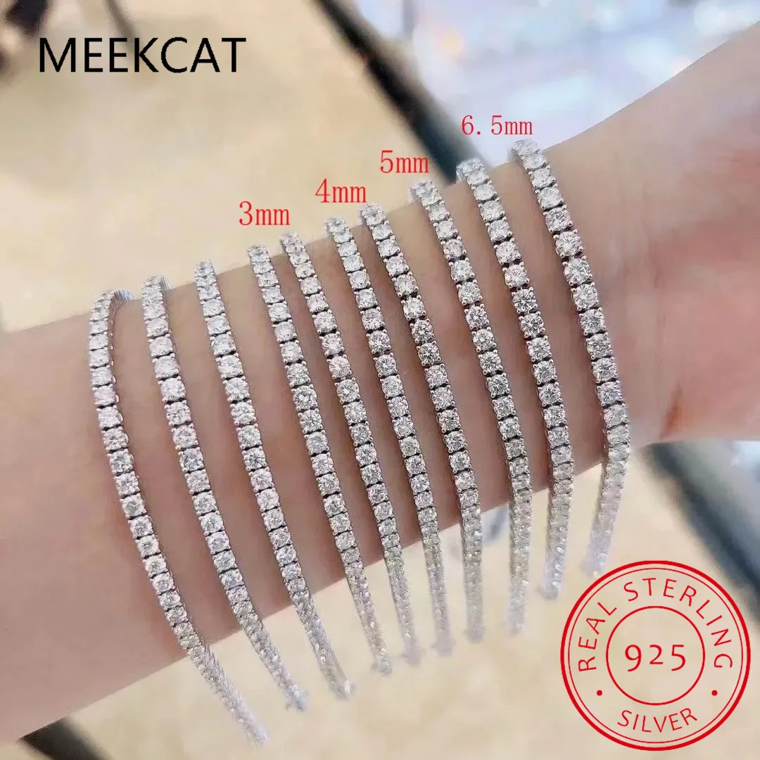 Wholesale Moissanite Tennis Bracelet Necklace 3mm 4mm 5mm 6.5mm 925 Silver D Color Diamond Jewel For Women Men Jewelry