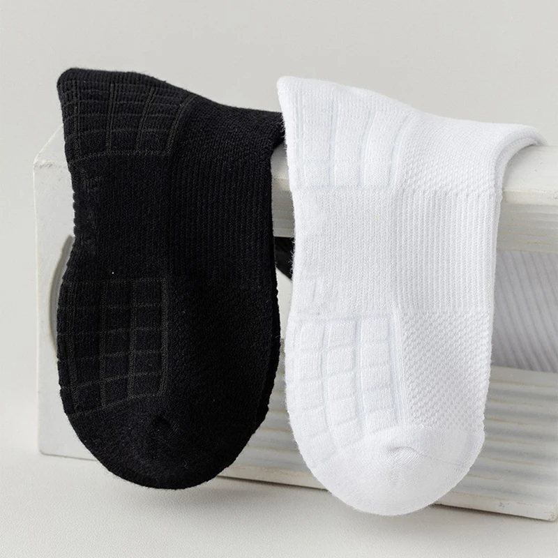 Man Black White Middle Tube Socks Male Mesh Breathable Solid Color Casual Socks for Men