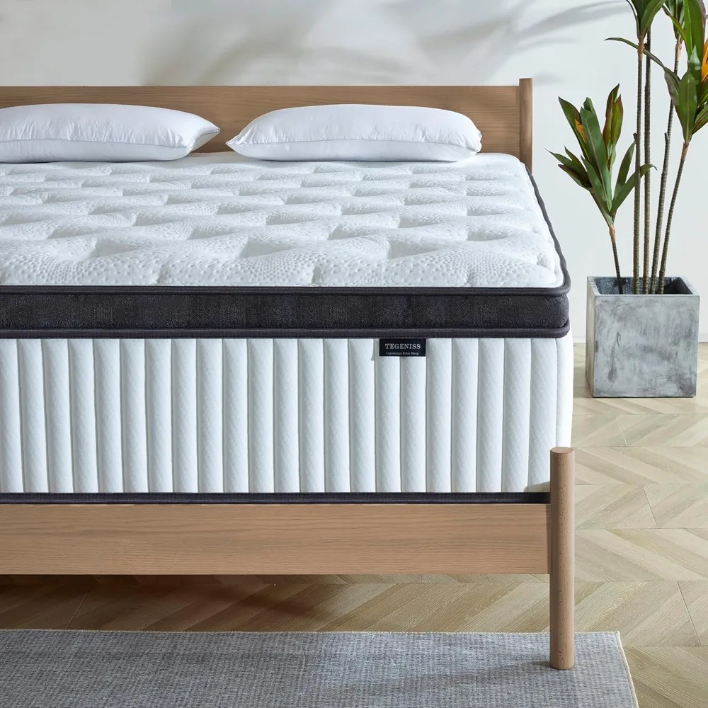 

Queen Mattress, 12 Inch Innerspring Hybrid Mattress in a Box with Gel Memory Foam, Individually Wrapped Encased Coil Pocket