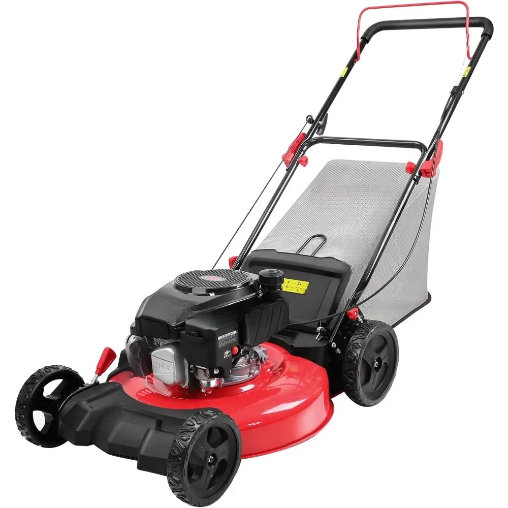 

Gas Lawn Mower, 21-Inch 144 cc OHV Engine, 3-in-1 Push Mower with Bagging Capability Solution