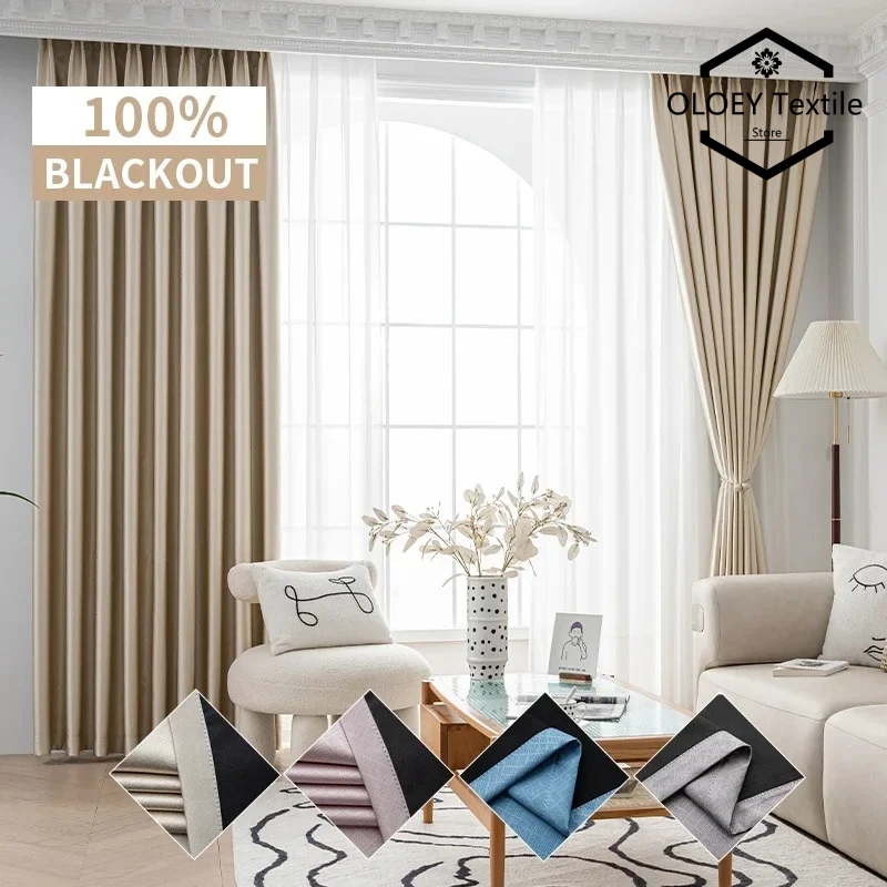

100% Full Blackout Curtains for Kids Bedroom Living Room Blinds Thermal Curtain for Windows Opaque Cortinas Treatment Customize