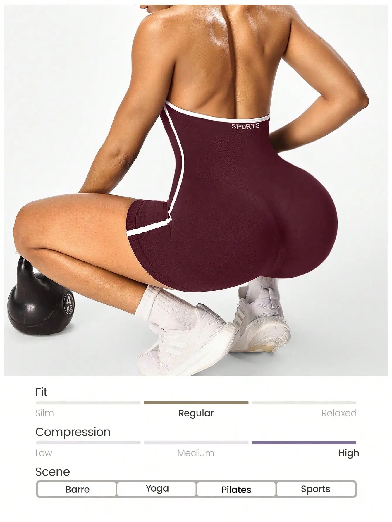 Yoga-Jumpsuit zum Überkreuzen über der Brust mit Farbblock-Design, rückenfreier Trainings-Jumpsuit für Damen, Oberbekleidung für grenzüberschreitendes Fitness-Training und – Detail 12