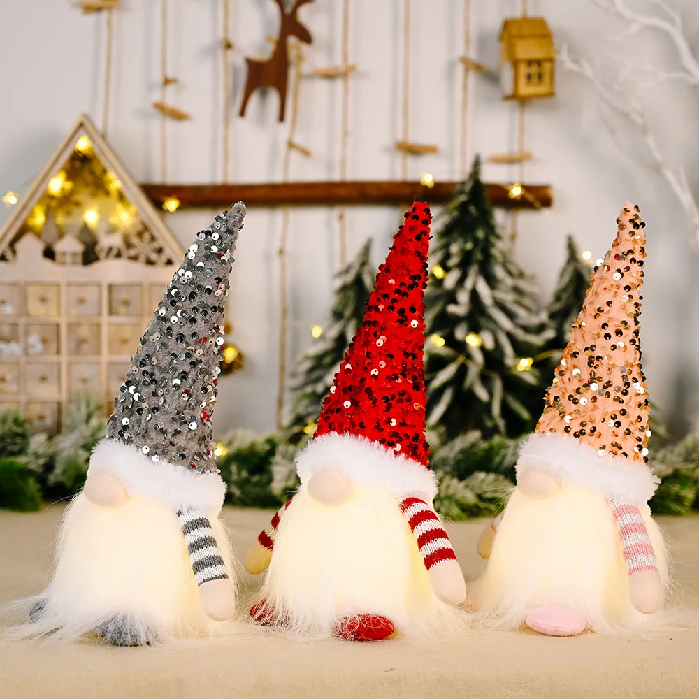 Christmas Faceless Doll Elf Gnome with LED Light Christmas Decoration Ornament Home Christmas Navidad New Year Childrens Gift