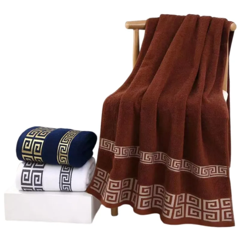 70x140cm Cotton Bathroom Big Towel Cover Oversized Embroidered Luxury Shower Towel Cover Brown Blue White Gift Towels 수건 세트 타월