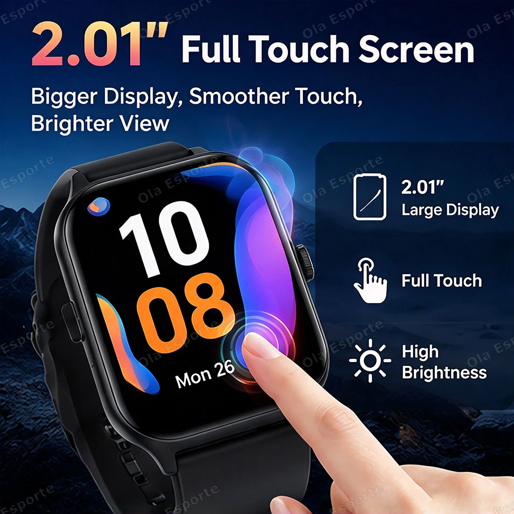 Men Women Smart Watch 2.01'' Waterproof Fitness Sport Watch Answer Call Sleep Sport Pedometer Information Alerts Smartwatch H10