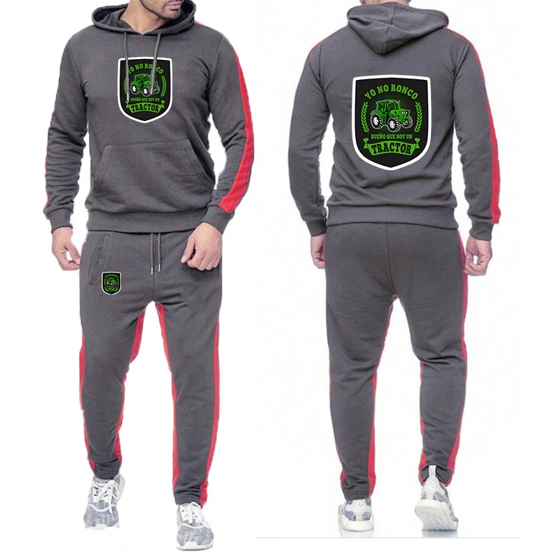 

Yo No Ronco Sueño Que Soy Un Tractor 2025 Spring And Autumn Men New Solid Color Hoodie + Pants Two-piece Casual Sports Suit