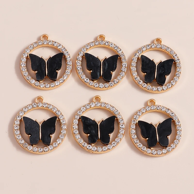 

Leslie 10pcs Gold Color Colorful Crystal Resin Butterfly Charms for Earrings Necklace Pendant Diy Jewelry Accessories
