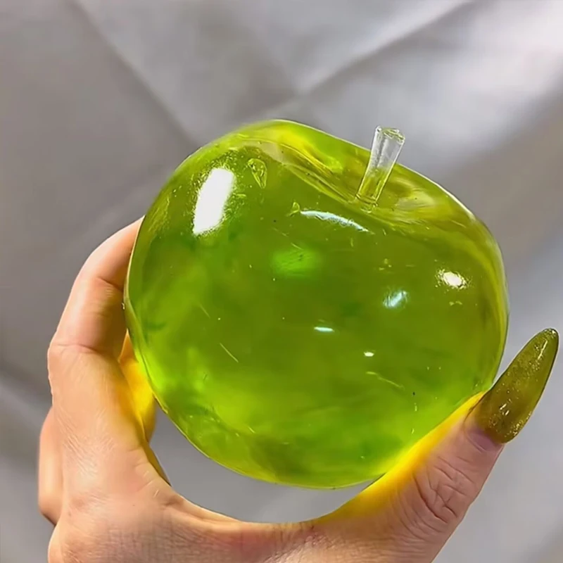 Apple Maltose Squishy Toy Sensory Fidget Toy Soft Transparent Simulated Slow-Rebound Decompress Toy for Daily Relax ﻿Green Pink