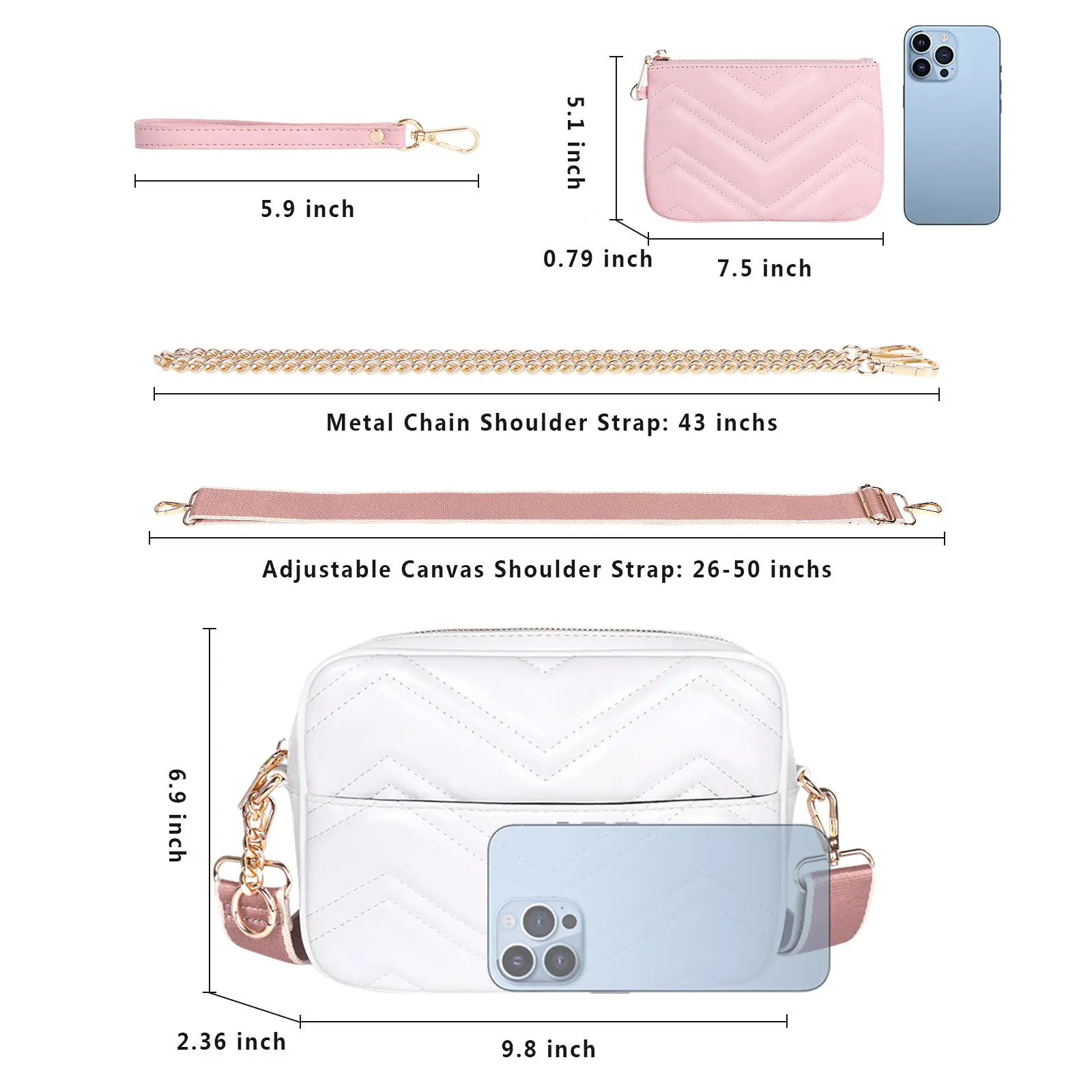 Gepersonaliseerde unieke damestas Crossbody lederen schoudertas Aangepast logo Exclusieve handtas met mini muntzakje Bruiloftspakket