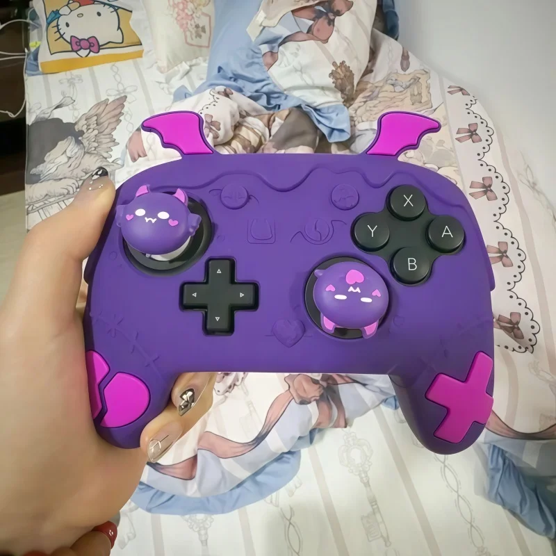 Playvital Switch 2 Pro Controller Silicone Protective Case Gothic Bat Theme Soft Anti Slip Controller Cover Gaming Accessory