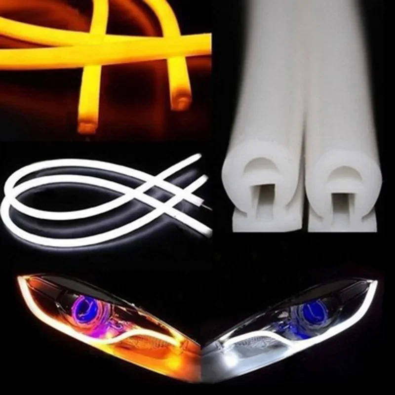 2pcs Universal Silica Gel Car LED Turn Signal Lamp Auto Daytime Running Light Lamp DRL Car-styling DIY Car Modification 12V