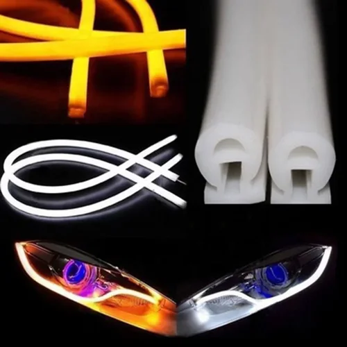 Imagen 2 del producto Lámpara LED de señal de giro Universal de Gel de sílice para coche, luz de circulación diurna automática, DRL, estilo de coche, modificación de coche DIY, 12V, 2 uds.