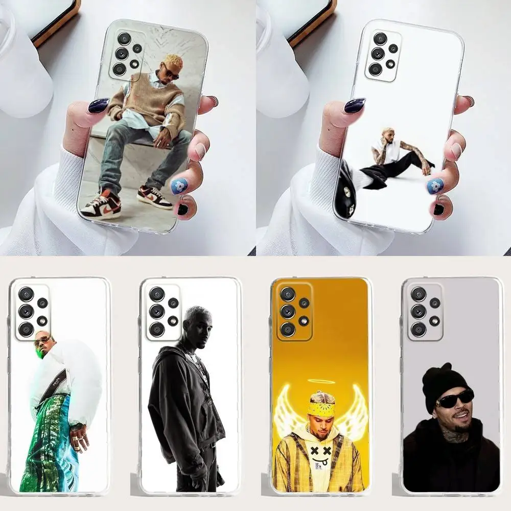 

USA Rapper C-Chris Brown Phone Case Silicone For Samsung S30,23,21,22,20 FE lite,S10,9,PIus Note20ultra Soft Transparent