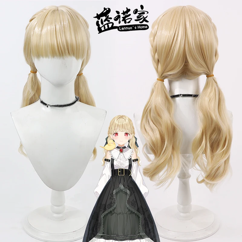 Virtual YouTube Vtuber  Xiaoque Cos Cosplay Wig Halloween Carnival Party Props Synthetic Hair Heat Resistant Fiber + Wig Cap