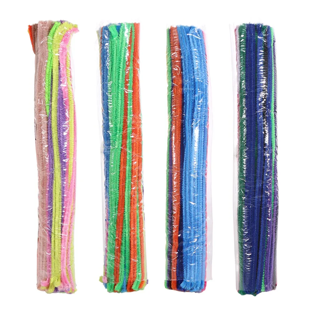 

100pcs Chenille Stems Anvil Wire Craft Pipe Toys Educational Toys Plush Tinsel Stem DIY Strips Twist Bar Fluffy DIY