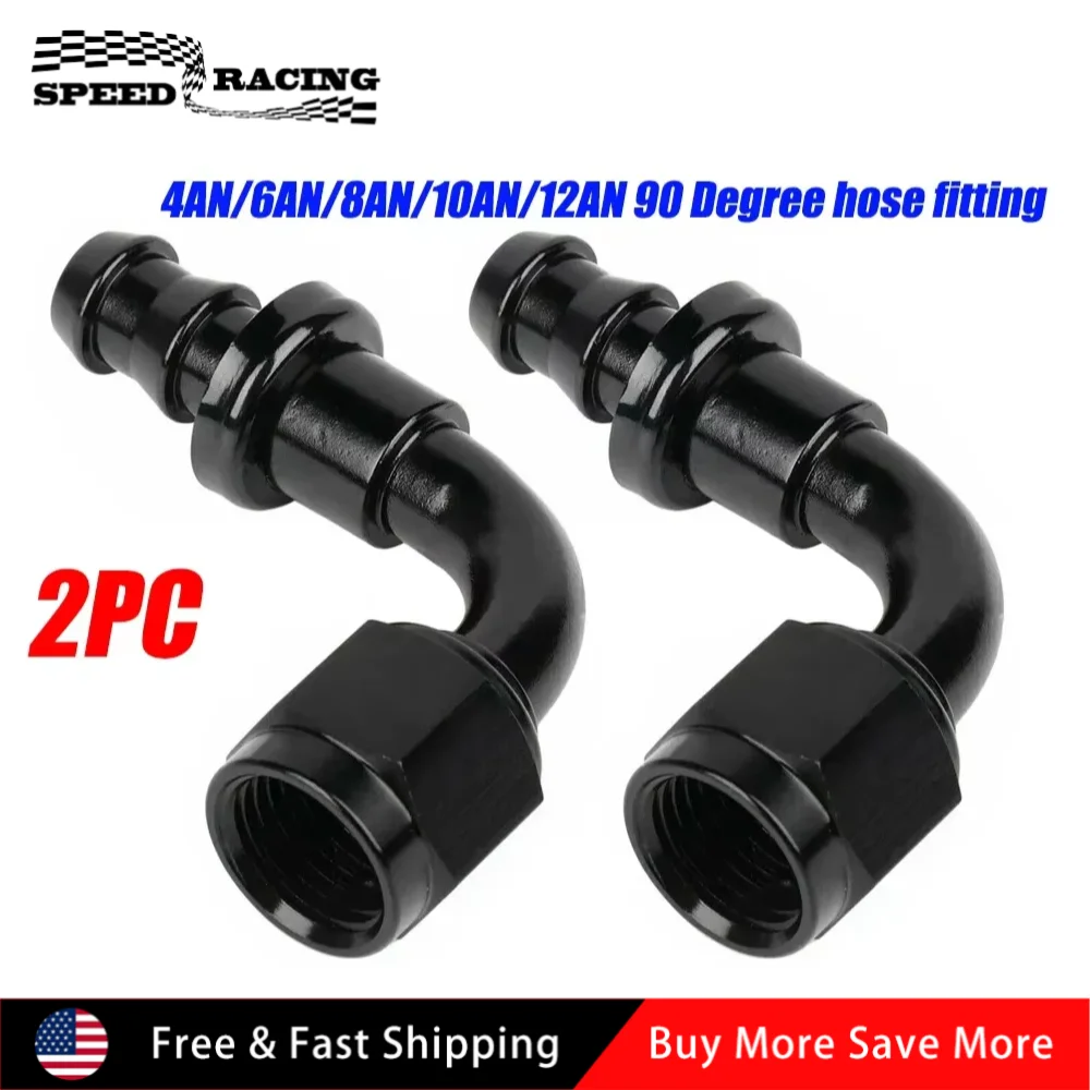 

AN4 AN6 AN8 AN10 AN12 Алюминий, 90-градусный замок, конец топливного шланга, 2 шт., комплект фитингов для водопроводной жидкости, авиакомпании, черный