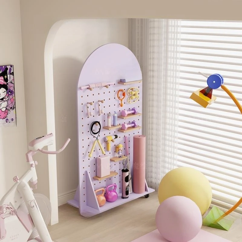 Dopamine fitness mirror display rack, movable hole board sports equipment, storage wall display rack