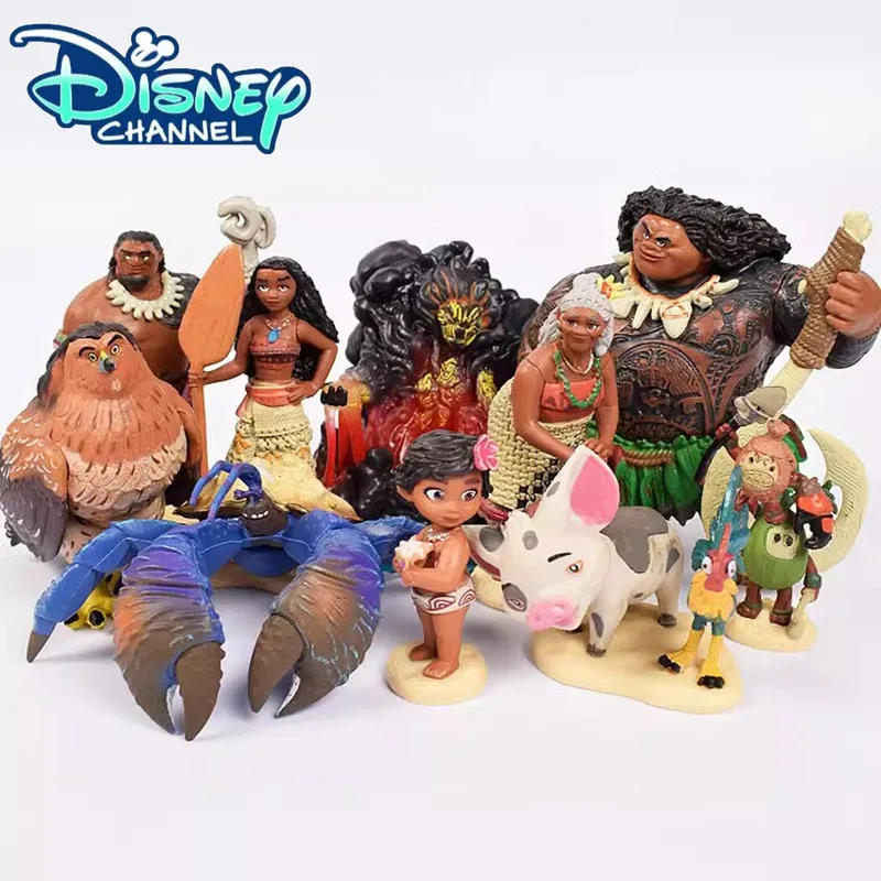 

Movie Moana2 Peripheral Figures Disney Cartoon Mini Maui, Moana, HeiHei, Pua Model Car Ornaments Children's Gifts