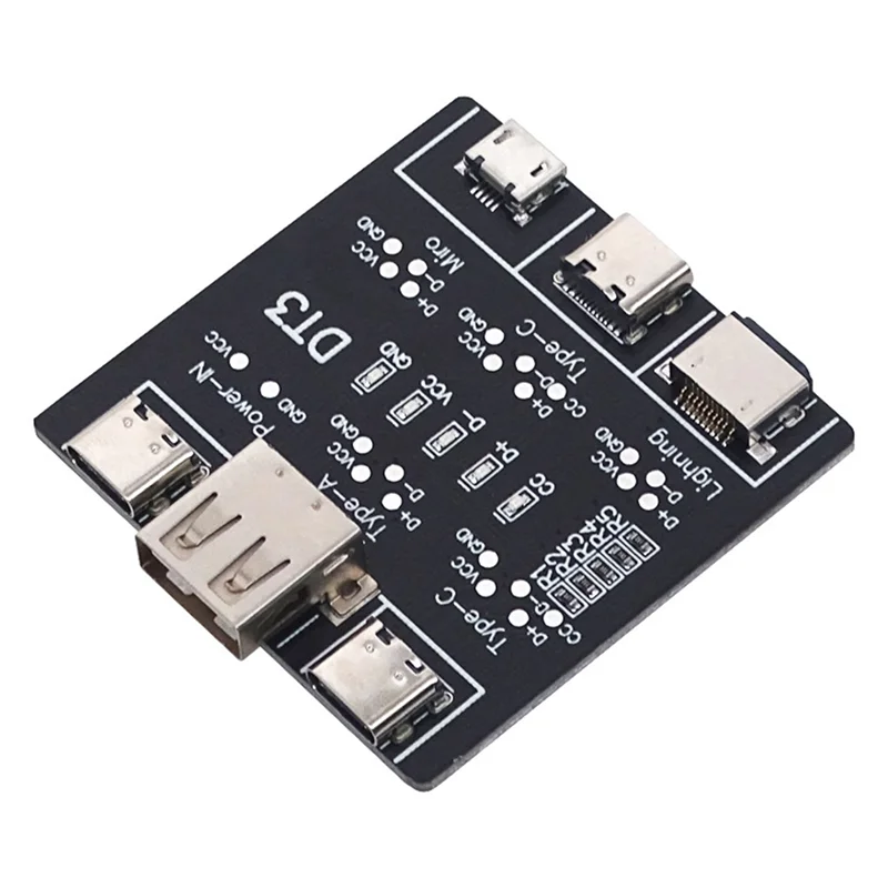 Placa de detecção de linha de dados usb para ios android micro-usb tipo-c placa de detecção de interruptor de curto-circuito dt3 testador de cabo usb