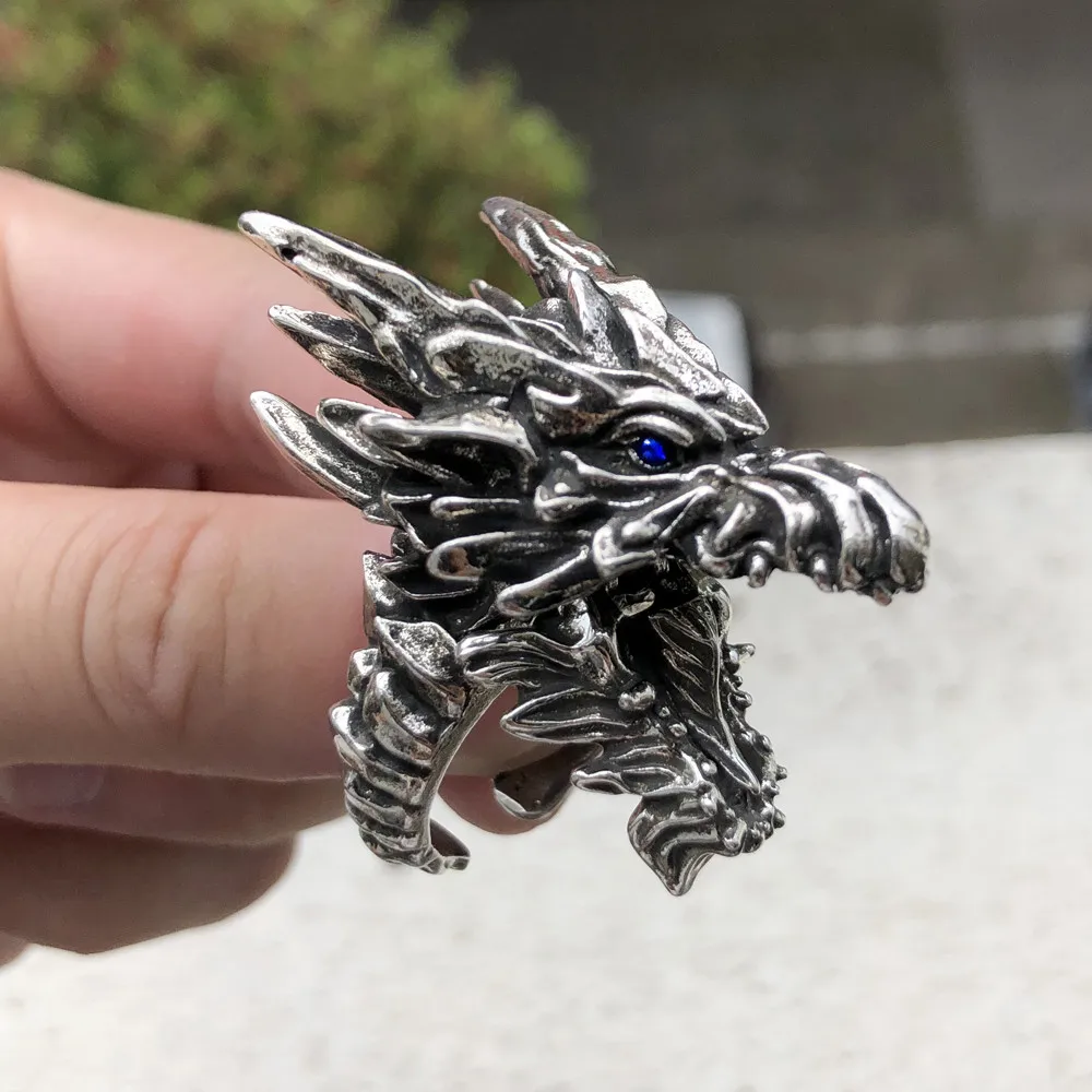 Vintage Dark Style Dragon Ring Creative Men Magic Punk Gothic Movable Mouth Rings Unique Gifts Collection Jewellery