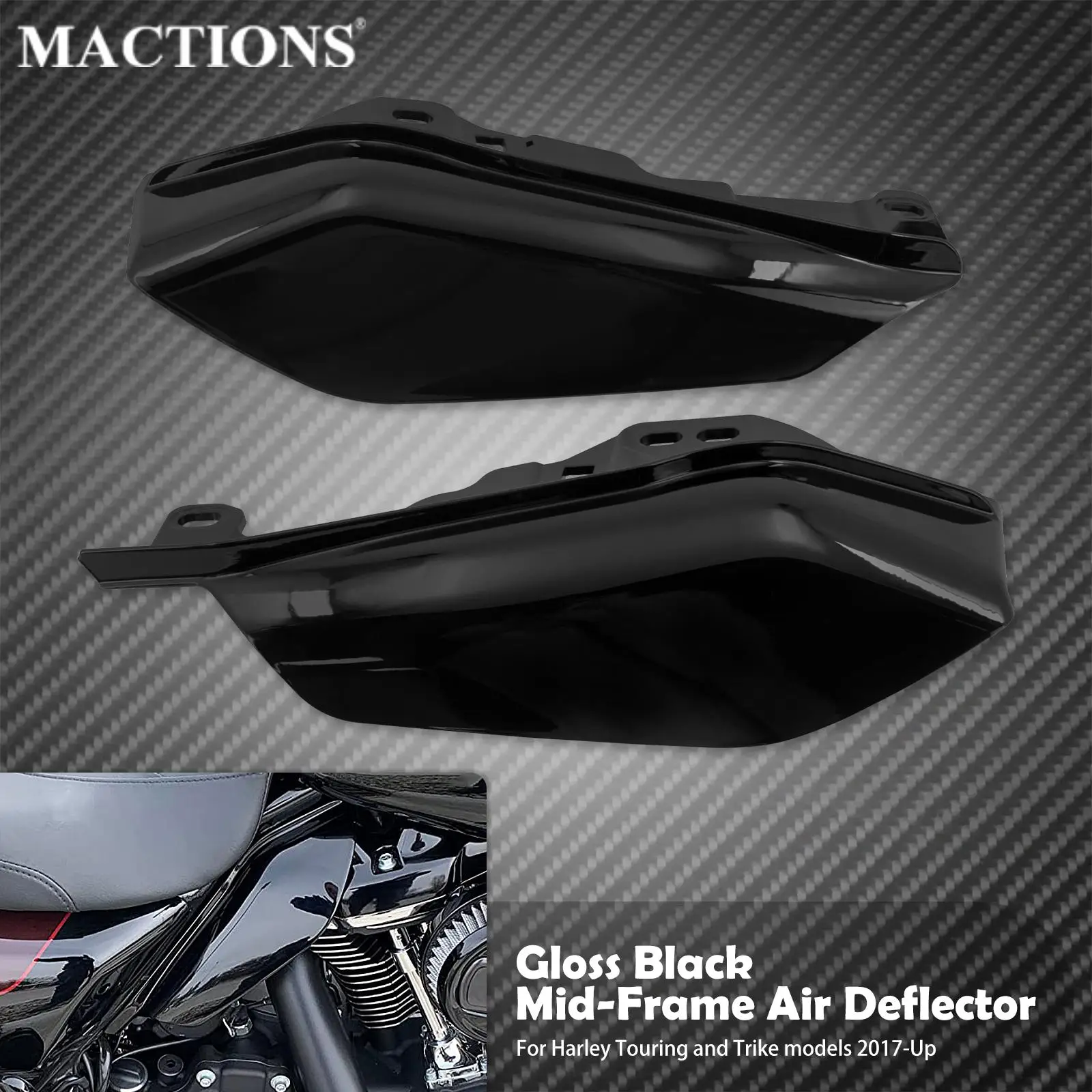 Motorcycle Gloss Black Mid-Frame Air Heat Deflector For Harley Touring Electra Glide Street Road Glide CVO 2017-2021 2022