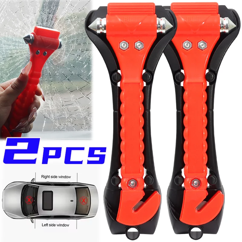 

1/2 шт., молоток для выживания, 2-в-1, резак для ремней безопасности, оконный молоток, инструменты для побега, автомобильный оконный выключатель, базовые аксессуары для экстренной помощи