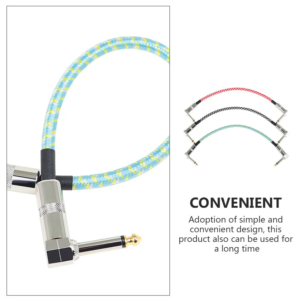 

3pcs 6.35Mm Guitar Patch Cable Male To Male Braided Bass Effector Cable High Density Nylon Durable Anti-Tangle Audio Connector