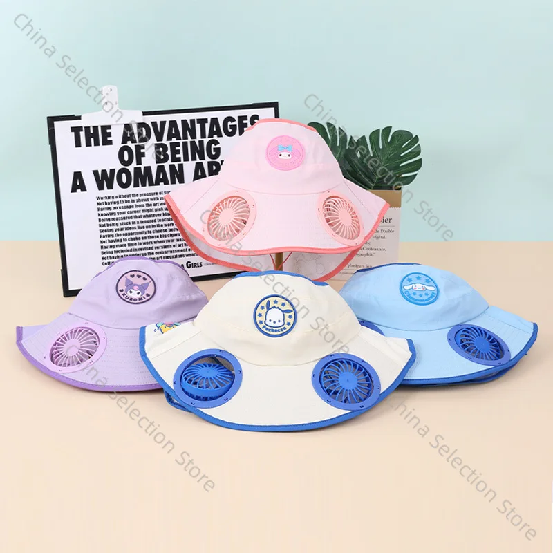 

2025 summer new boys and girls shawl sub charging fan cap outdoor travel fan cap half top sunscreen treasure