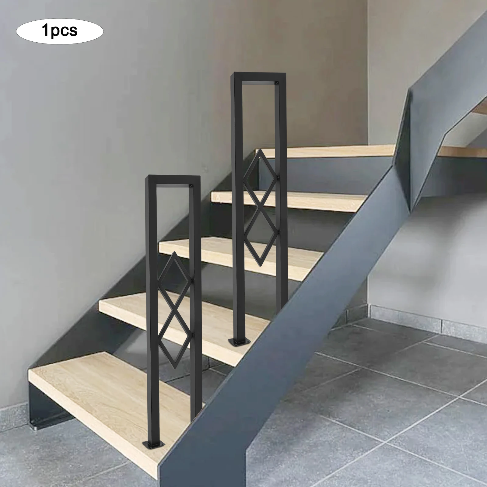 

Industrial Black U-Shaped Stair Handrail, Decorative Stair Railing, Stair Handrail