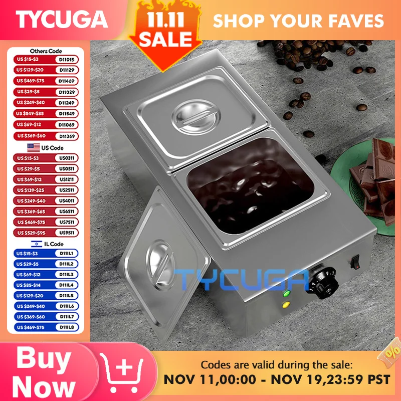 آلة وعاء صهر الشوكولاتة التجارية المنزلية التحكم الدقيق في درجة الحرارة 30 ℃   إلى 85 ℃   تسخين حمام الماء لصلصة الجبن والحلوى