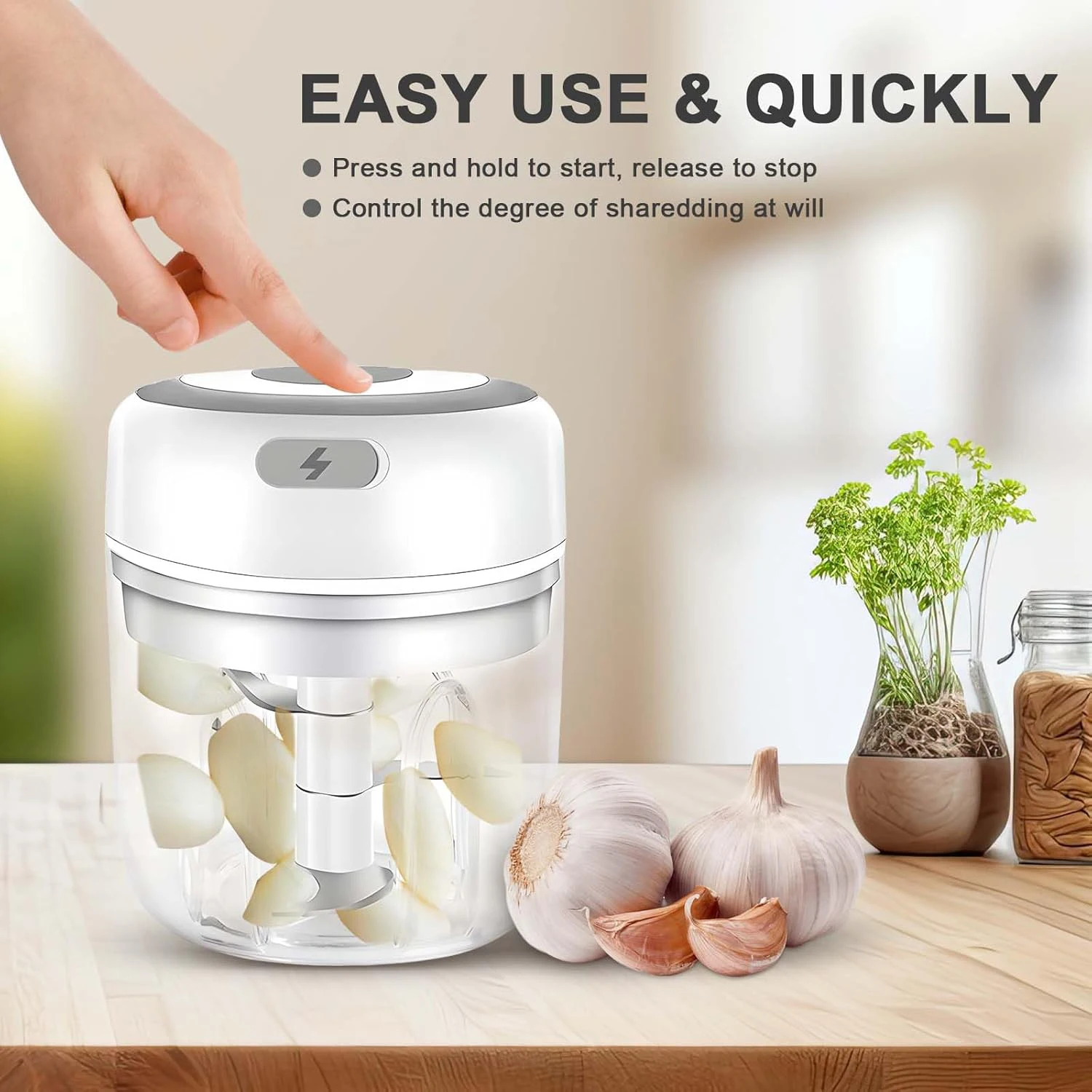 100/250ml Electric Garlic Chopper Mini Food Masher Press Vegetable Chopper Portable Meat Grinder USB Charging Kitchen Gadgets