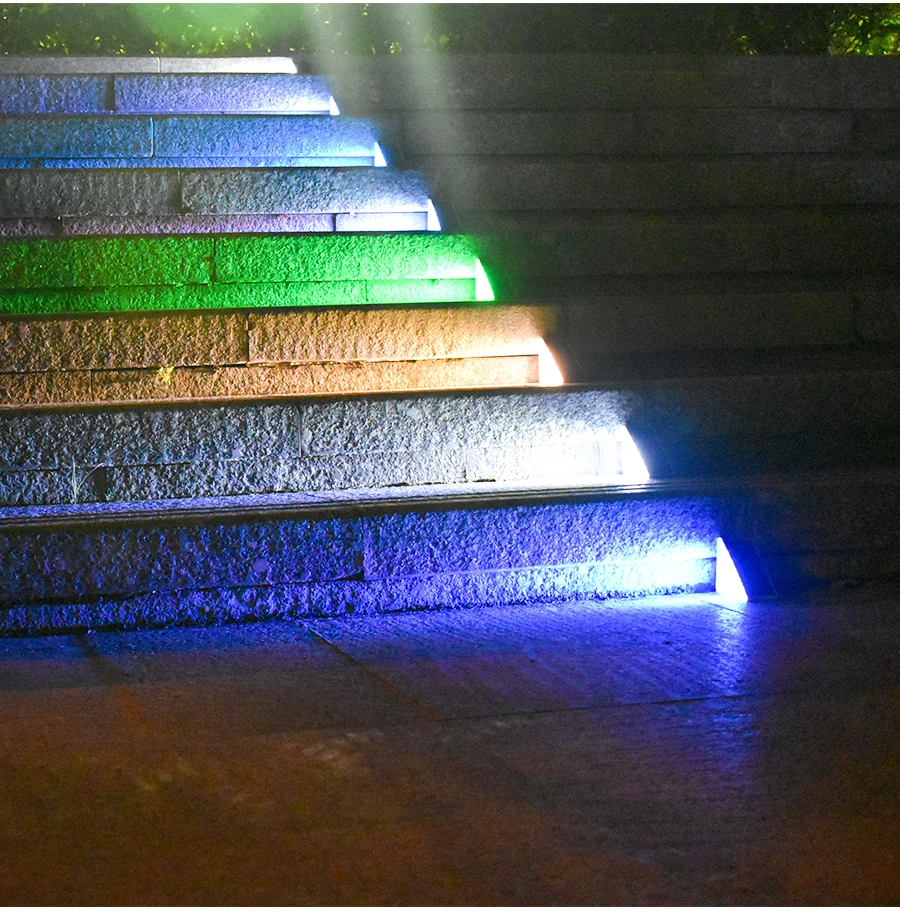 LED Step Lamp Stair Light Outdoor IP67 Waterproof Solar Light With Lens Anti-theft Design Decor Lighting For Garden Deck Path