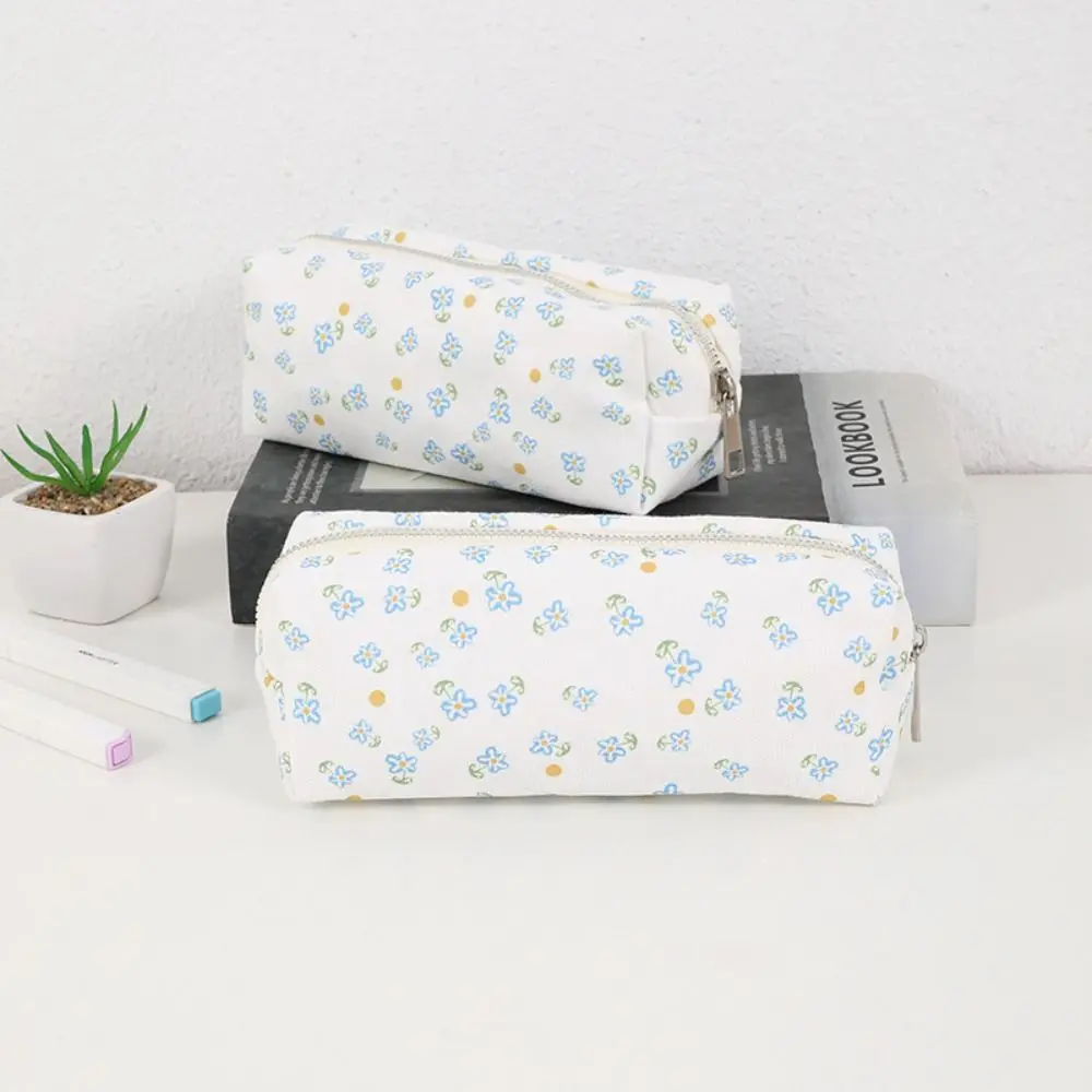 Niedliche Stifttasche mit Blumenmuster, große Kapazität, multifunktionales Federmäppchen, Schreibwarentasche für Schüler