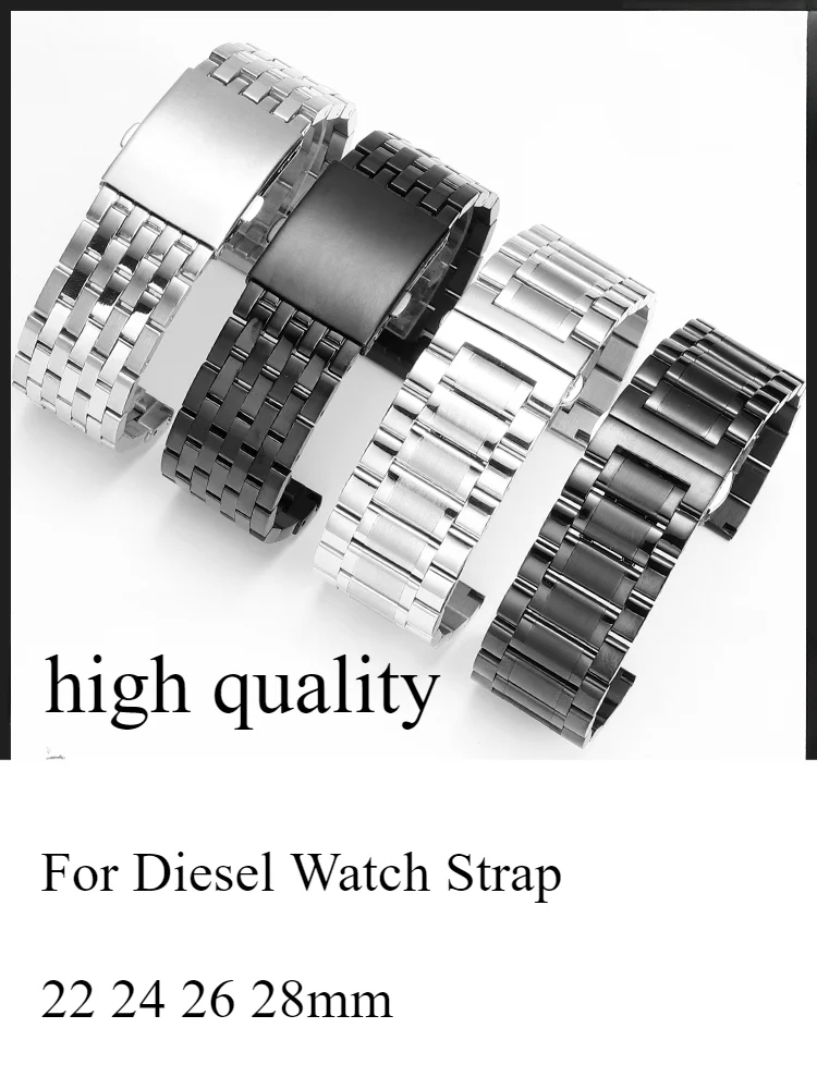 Exquisite Stainless Steel Large Watchstrap for Diesel Seven Fridays Panerai Armani Black Knight Dz7321 Dz7265 Dz4281 24 28 30mm