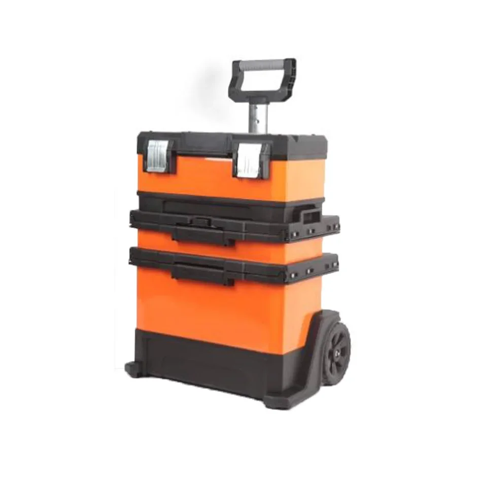 Heavy duty hard plastic Case storage tool box cart drawer stackable trolley box with wheels