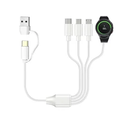 Multi USB Fast Watch Charger Cable for Samsung Galaxy Watch 6 5 Pro/4 3/Active 2 for S23/S22/S20 Type-C Phone & Micro USB Device