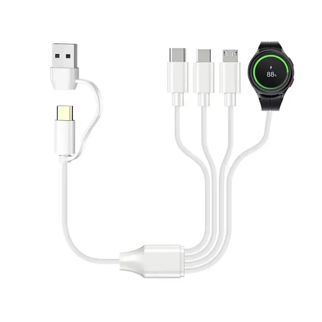Kabel do szybkiej ładowarki z wieloma portami USB do zegarka Samsung Galaxy Watch 6 5 Pro/4 3/Active 2 do telefonu S23/S22/S20 typu C i urządzenia Micro USB