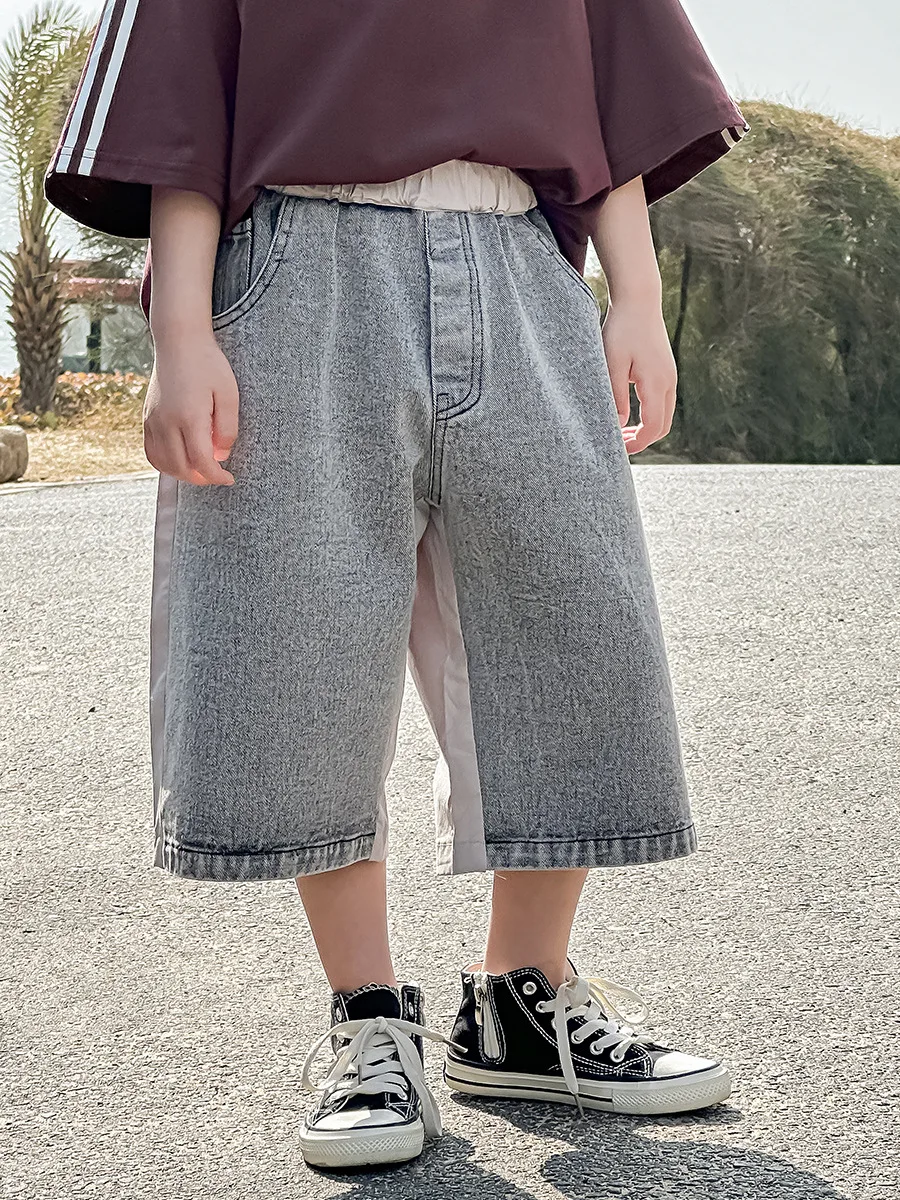 Boys' Summer Denim Shorts Children's Korean Version 2025 New Children's Clothing Summer Style Trendy Five Part Thin