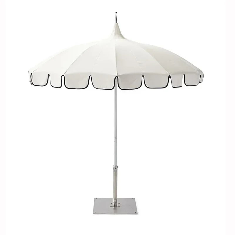 

Shade sun umbrella outdoor leisure aluminum rod polyester large courtyard pagoda umbrella 16 bone sand blue and white beach